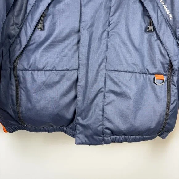 VTG Ralph Lauren Polo Jeans Down-Filled Puffer Jacket RL67 Navy Orange Mens L